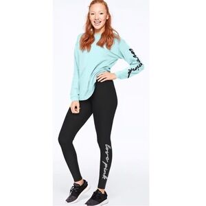 Victoria's Secret PINK Sequin Seafoam Campus Tee & Leggings Set *LTD